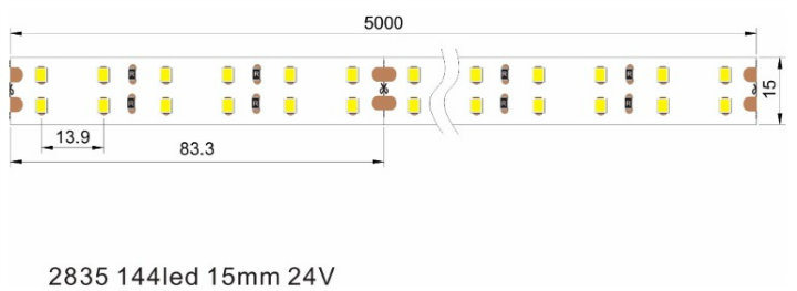 High Lumen Warm White SMD 2835 Non-Waterproof 144 LEDs Per Meter Flexible LED Strip Lighting