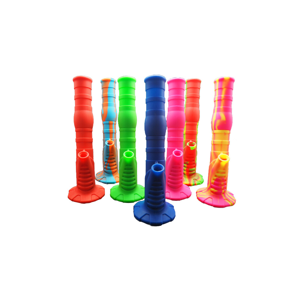 Wholesale Colorful Printing Newest Portable Unbreakable Silicone Pipes Water Pipe Smoking Water Pipes Washable Foldable Colorful Beaker Pipes