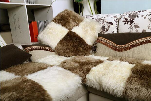 Long Wool Furry Sheepskin Sofa Back Pillow