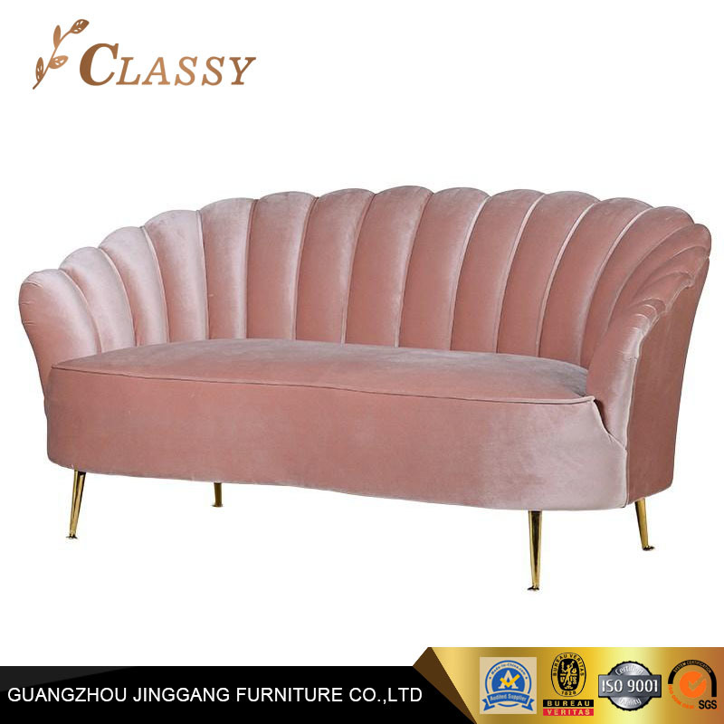 Affordable Living Room Furniture Pink Fabric Sofa for Small Place