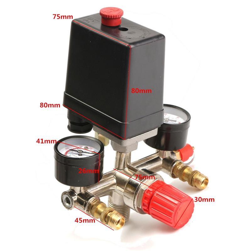 90-120psi Practical DIY Air Compressor Pressure Switch Control Valve Manifold Regulator Gauges 240V 20A