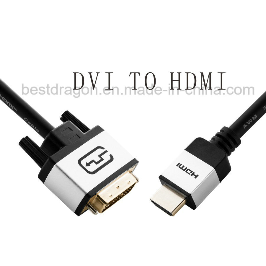 24K Gold Plated DVI to HDMI Cable DVI 24+1 Male to 1.4 V HDMI 19p Cable