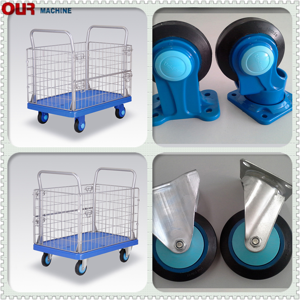 China Factory Supplier Plastic Hand Cart with Fence 300kg