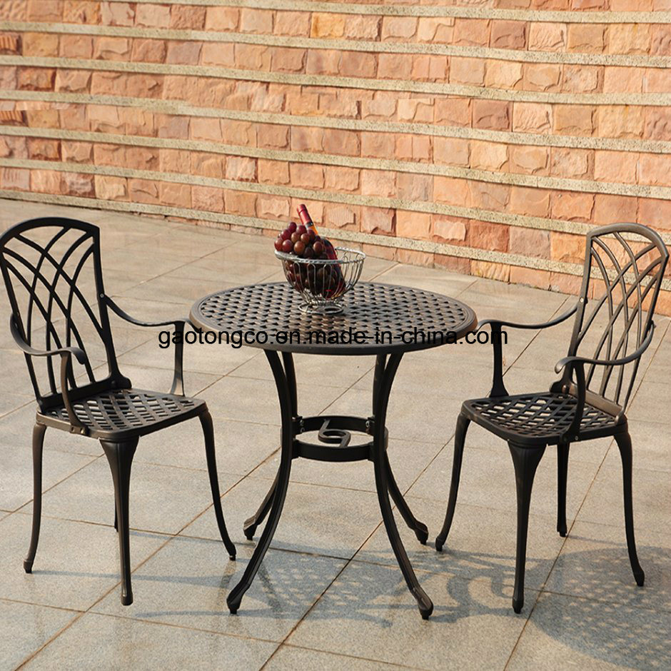 Cheap 3 Piece Cast Aluminum Brown Color Outdoor Bistro Bar Sets