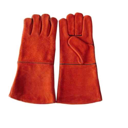 Green Work Cow Split Welding Gloves Leather