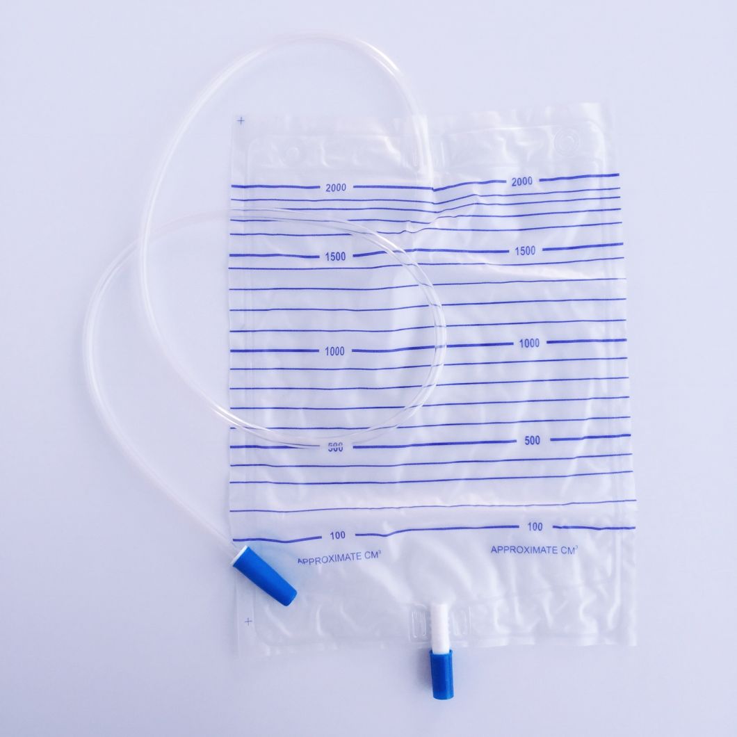 Medical Use PE Packing Disposable Urine Bag with Push Pull Valve 2000cc
