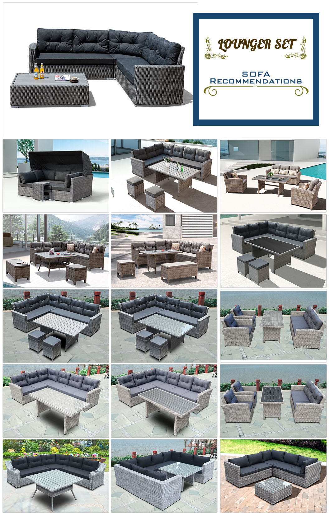 Rattan Patio Home Hotel Office Buffalo Lounge Combination Outdoor Sofa Set (J695)