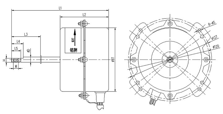 Single Phase Capacitor Induction 30W Air Conditioner Fan Motor