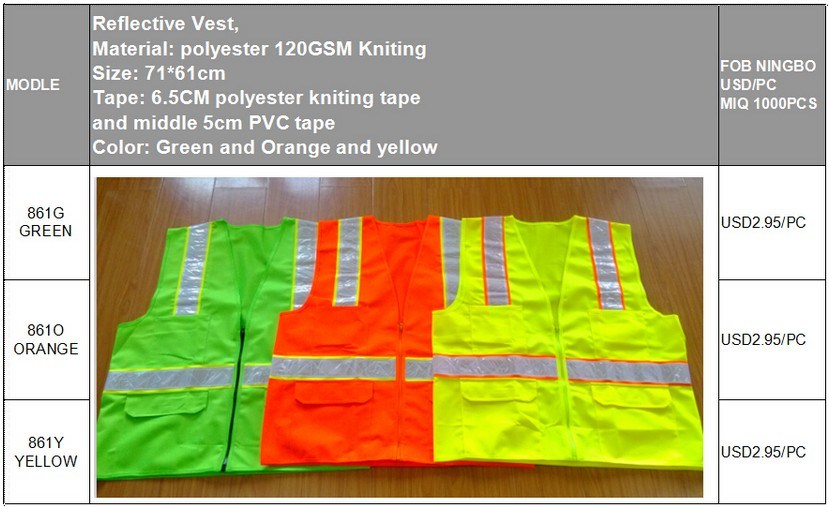 Polyester 120GSM knitting Safety Warning Vest Wk-8601