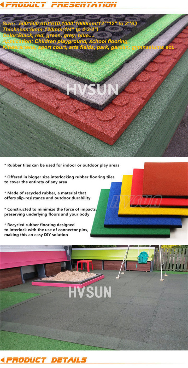 Anti-Slip Durable Red Ground Mat Outdoor EPDM Rubber Flooring Tiles