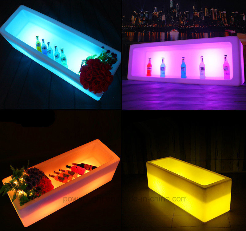 Plastic Rechargeable Bar Furniture LED Rectangular Ice Bucket