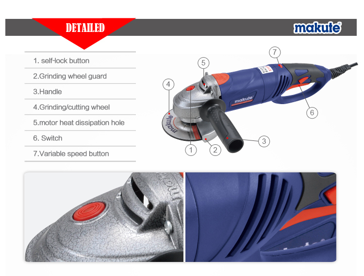 5 Inch Variable Speed Angle Grinder Makute (AG010)