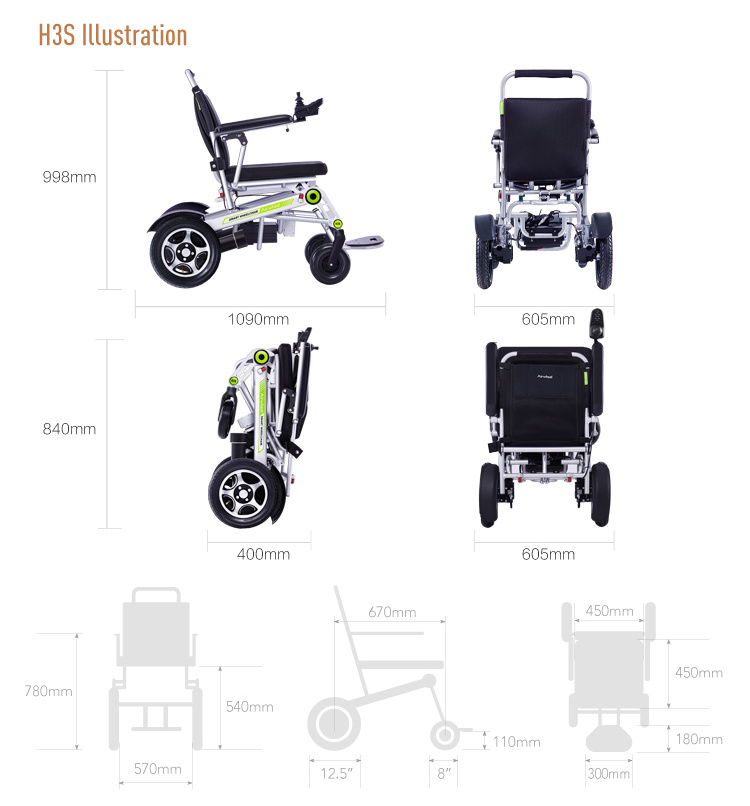 Airwheel H3s Electric Joystick Aluminum Wheelchair Foldable for Handicapped Medical Equipment