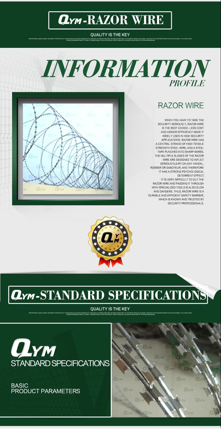 Concertina Razor Wire / Galvanized PVC Coated Security Concertina Razor Barbed Wire