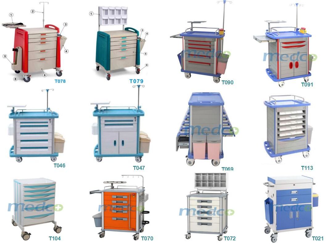 Hospital Treatment Cart, Steel Nursing Medicine Trolley for Medical Use