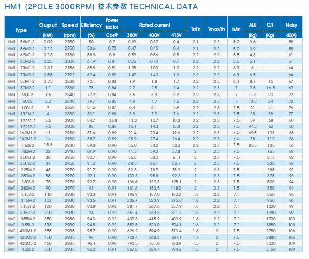 Hm (Y2, YE2, YE3) Series Three Phase High/ Premium Efficiency Electric Motor