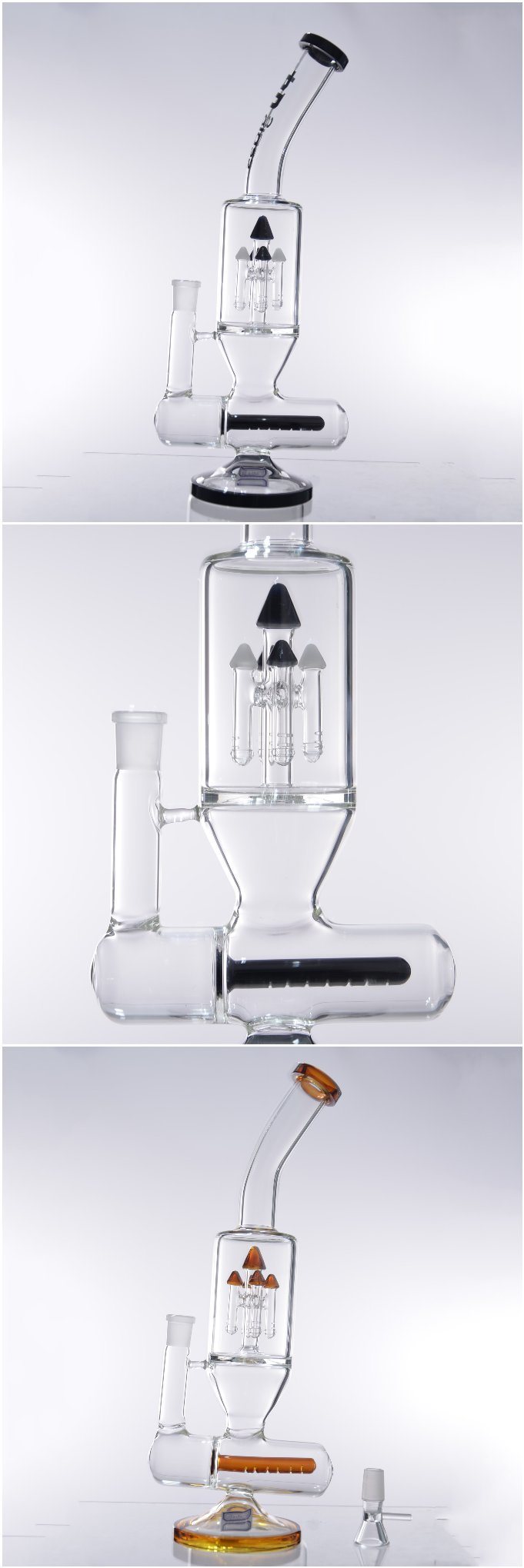 Glass Smoking Pipe Microscope Model with Five Black/Amber Rockets