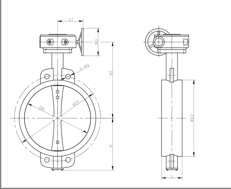 Worm Wheel Operated Wafer Butterfly Valve