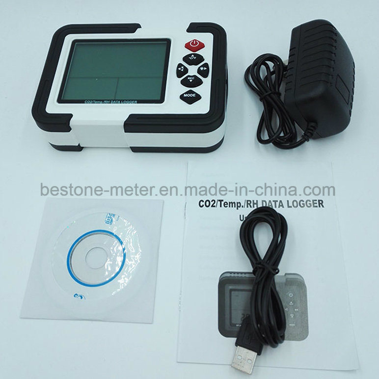 Digital CO2 Monitor CO2 Meter Ht-2000 Gas Analyzer Detector 9999ppm CO2 Analyzers with Temperature and Relative Humidity Tester