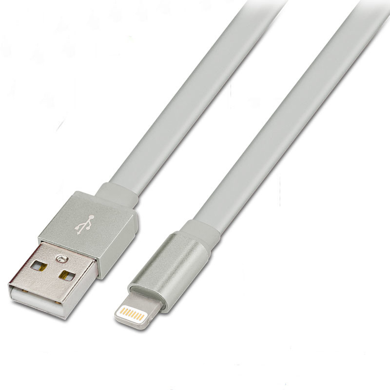 Mfi Certified Factory USB Lightning Cable, Aluminum Shell Flat Noodle Shape Fast Charging Cable for iPhone7/7 Plus 6/6s Plus 5/5s/5c/Se, iPad Mini /Air, iPod