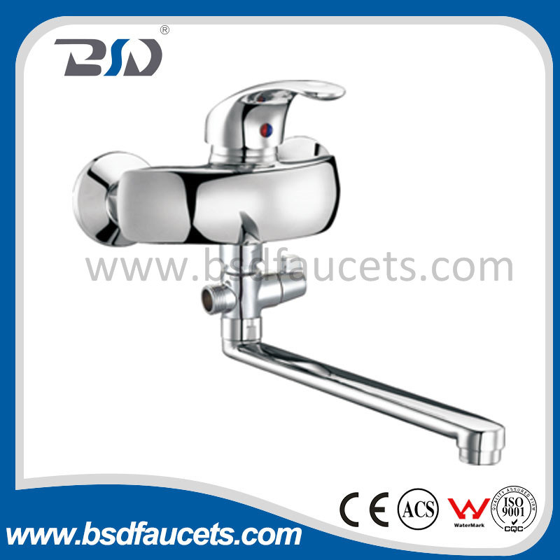 Single Lever Wall Mounted Brass Bath Shower Mixer Bathtub Faucet