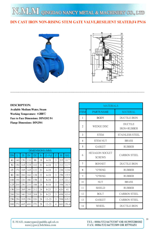 Cast Iron Rubber Wedge Non-Rising Stem Gate Valve