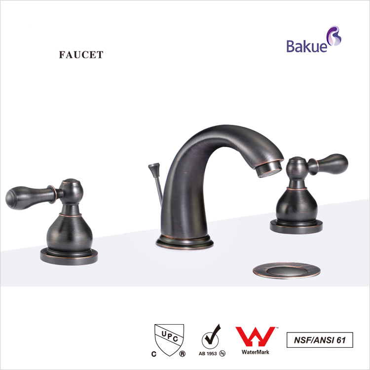 Double Handle Brass Bathroom Accessories Basin Faucet Certificated