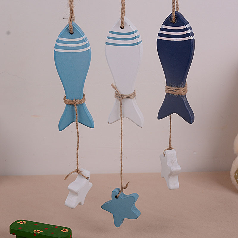 Mediterranean-Style Fish Little Five Wood Small Pendant Crafts Ornaments