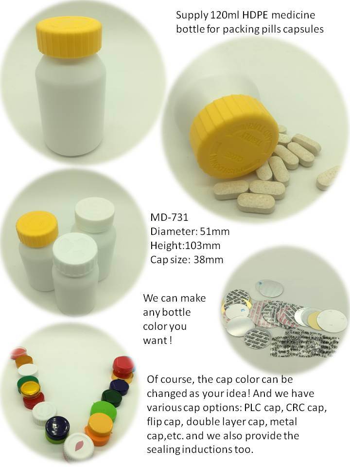 Stock and Custom Plastic Packaging Bottle White 120ml with Child Safety Screw Cap Pet Pill Bottle Manufacturer