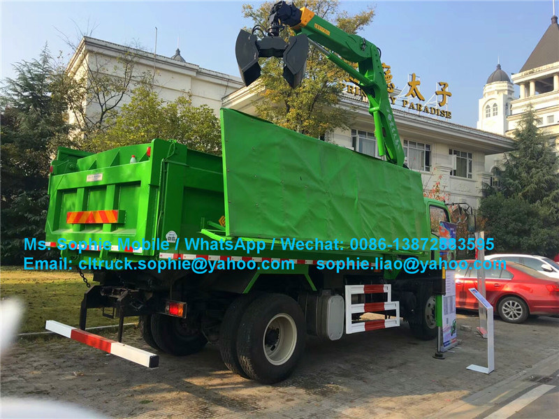 FAW 4X2 LHD Steering Type Dump Tipper Truck with Crane