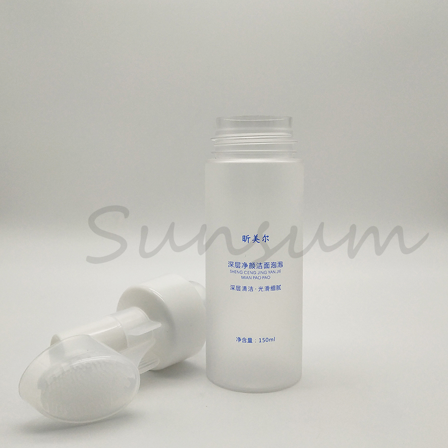 150ml Frosted Clear Plastic Foam Pump Lotion Bottle with Brush Top