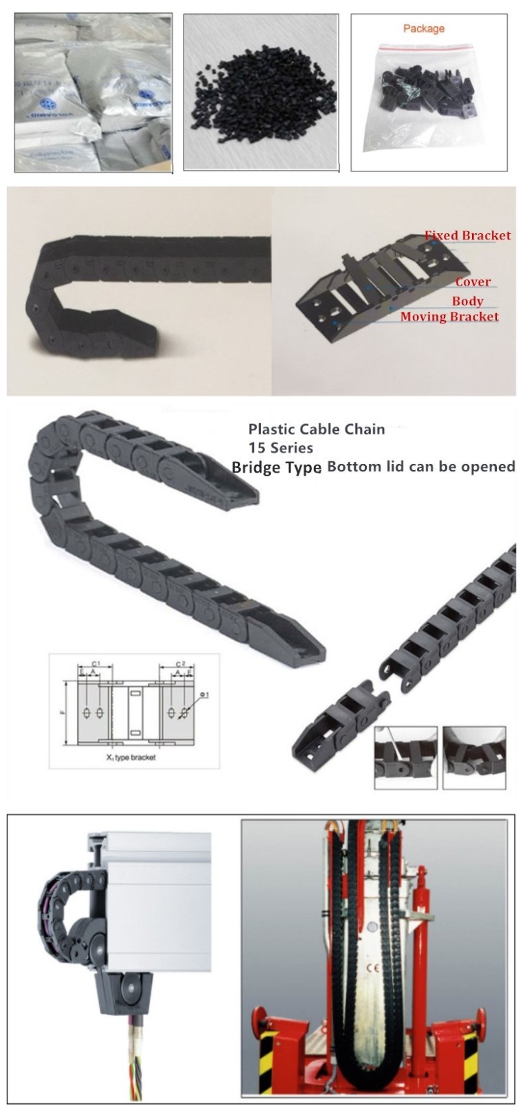 15 Series Engineering Plastic Drag Chains Cable Carrier