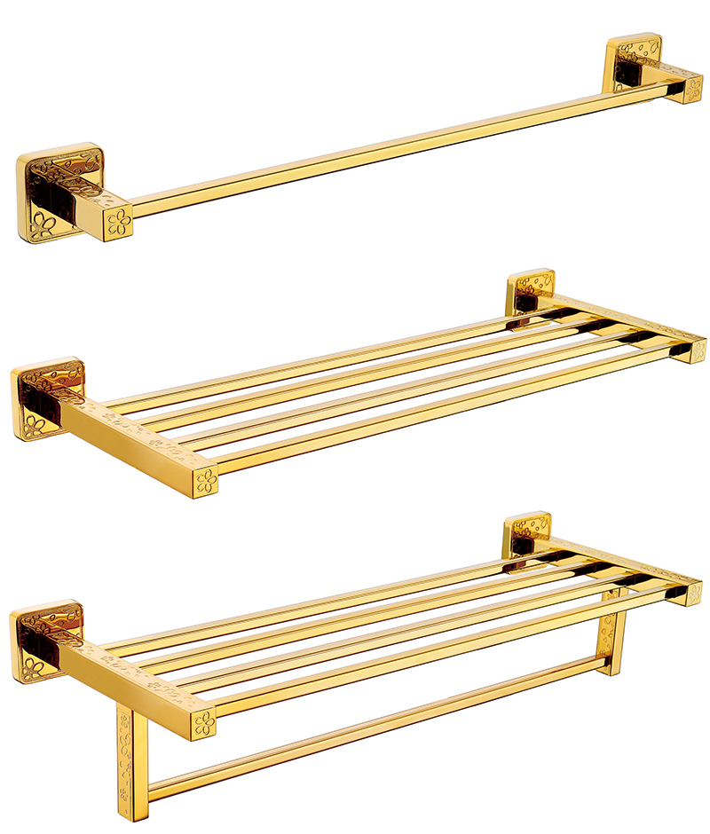 Gold Plated Double Towel Bar in Brass