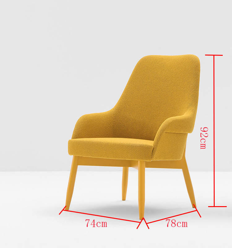 2018 Leisure High Back Yellow Wooden Leg Armchair Household Furniture