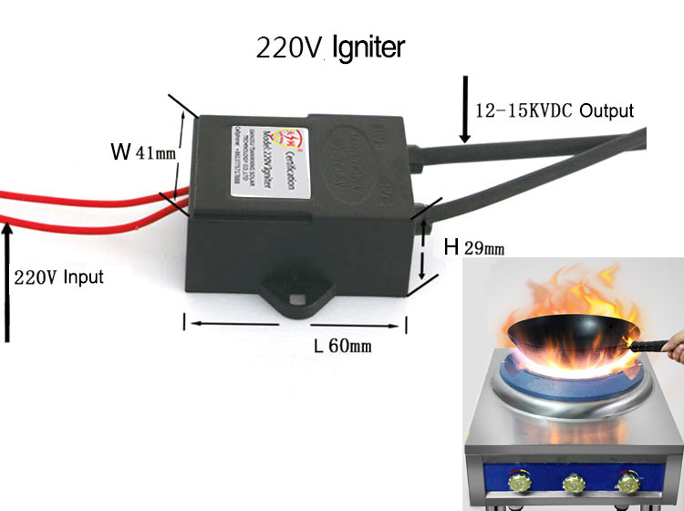 220V AC to 15kv Step- up Transformer Pulse Igniter Module for Gas Stove