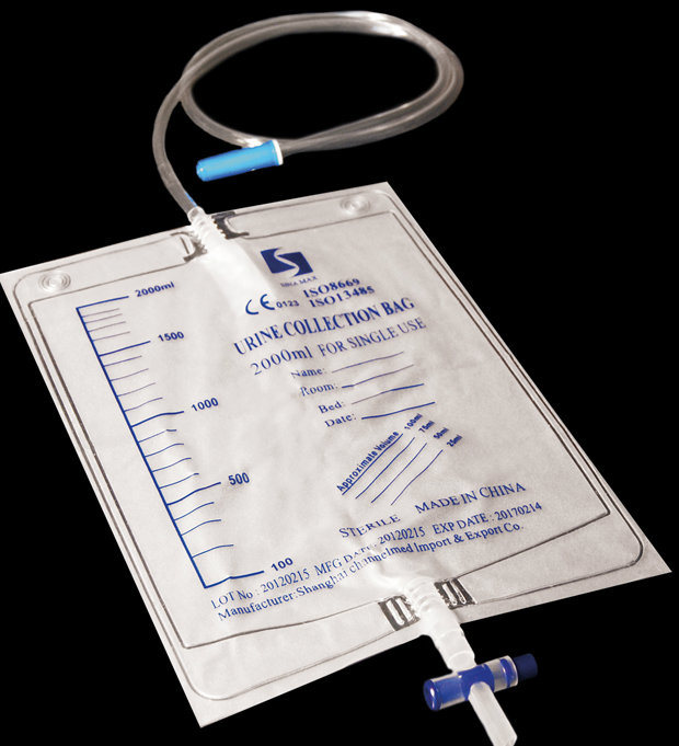2000ml Disposable Urine Drainage Bag with T-Valve