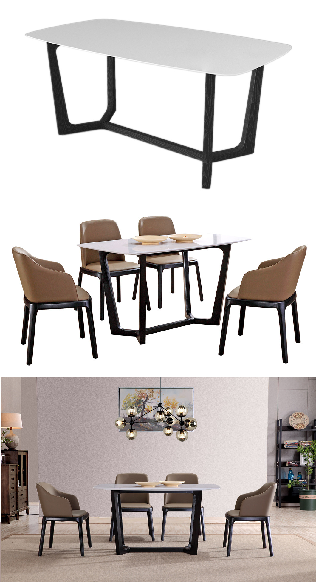 Modern Home Furniture Nordic Dining Room Set Restaurant Table with Quartz Stone Top