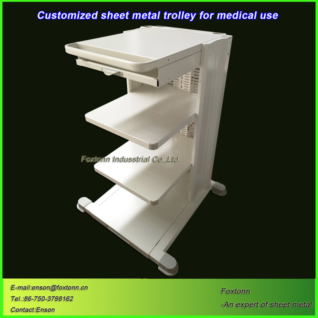 Professional Sheet Metal Customized Hospital Nursing Cart Trolley