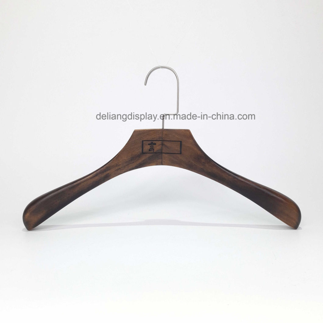 Luxury Wooden Hanger Coating Hanger Matt Hand Brushed Brown Color