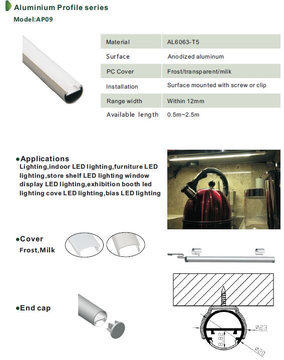 Round Aluminum Profile for LED Strip Light