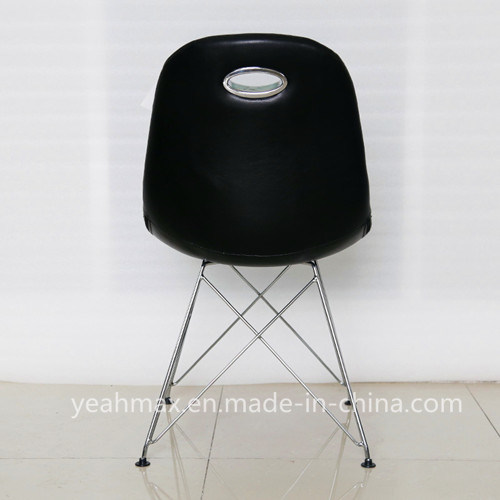 Modern Bar Dining Chair with Black PU and Chrome Metal Frame