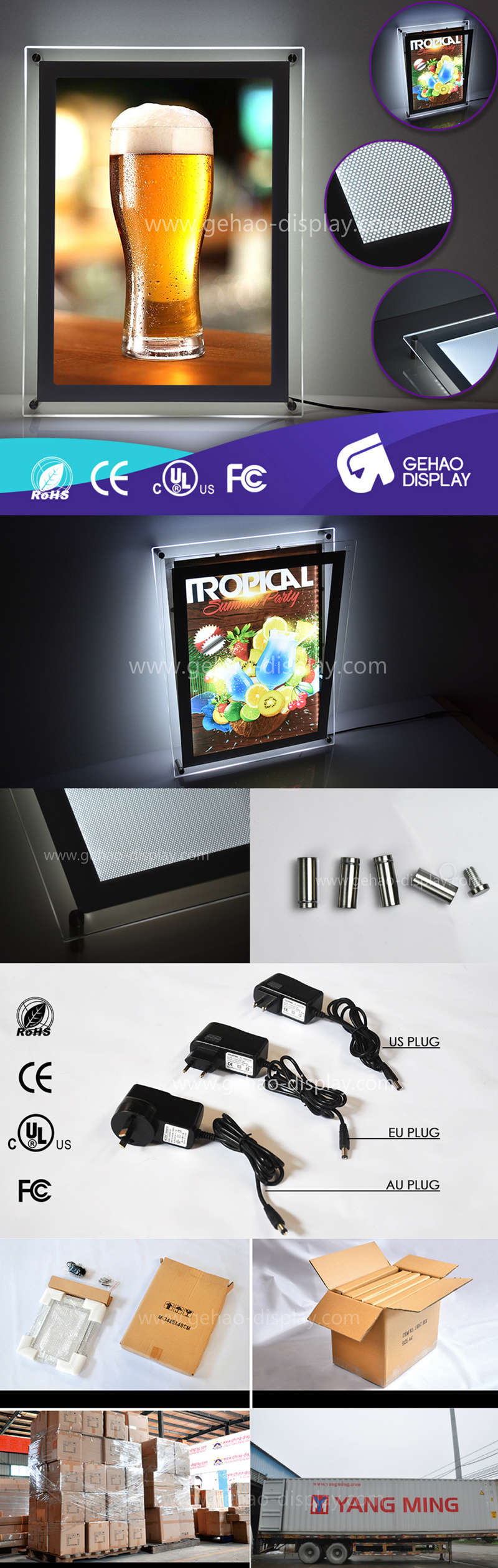 Edge LED Light Box Indoor Crystal Picture Frame