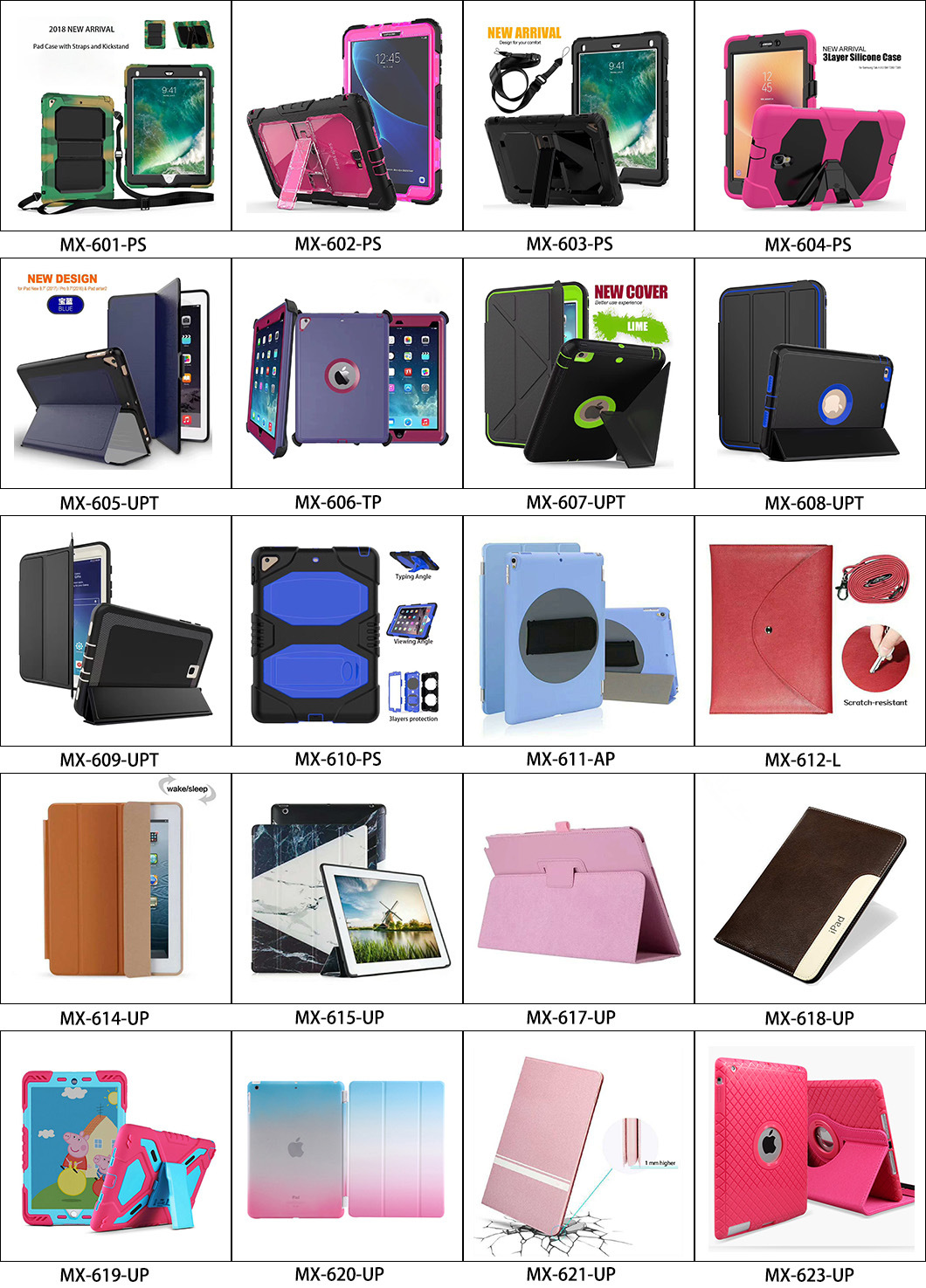Anti-Slip Bag Tablet PU Case Cover for iPad/Samsung
