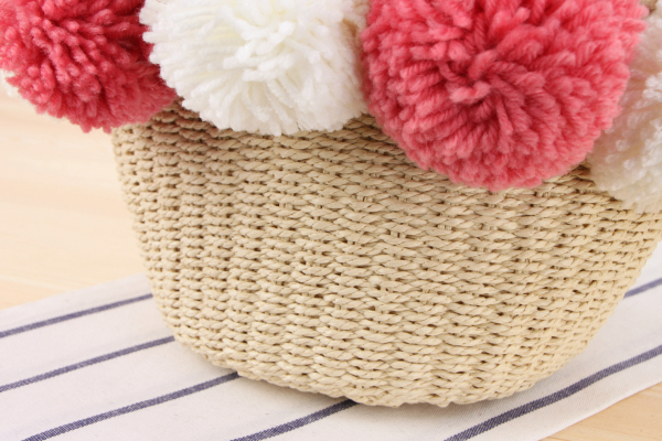 2018 Fashion POM POM Straw Tote Bag, Summer Beach Basket Weave POM POM Straw Bag