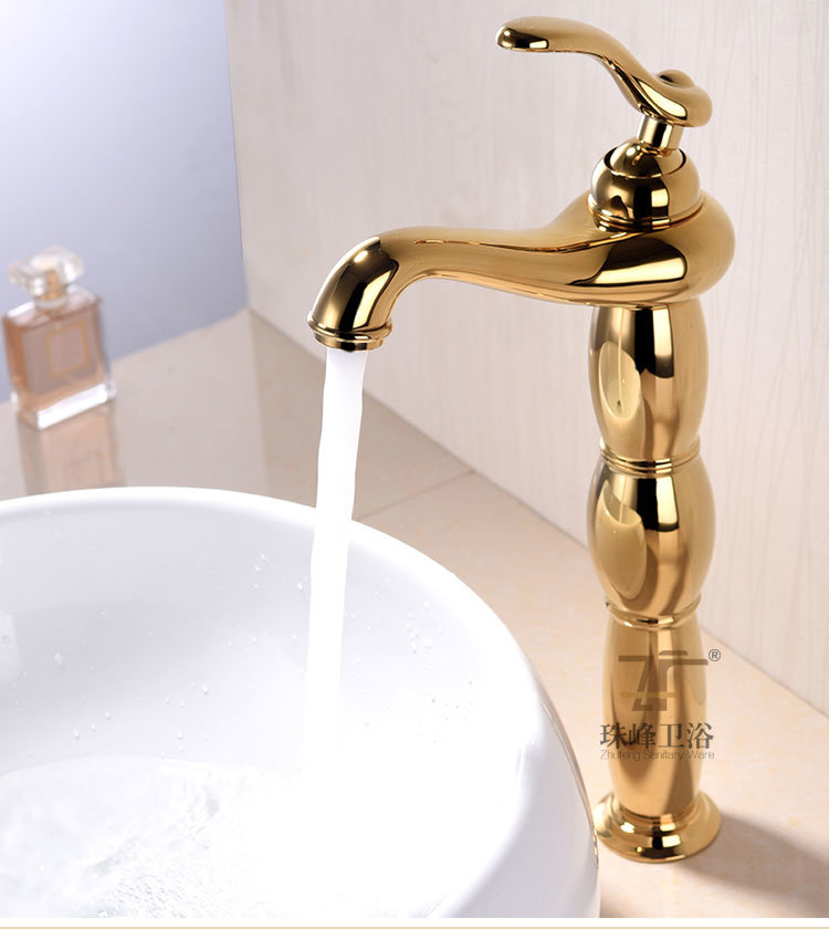 Single Handle Luxury Gold Brass Magic Lamp Basin Mixer (Zf-M28)