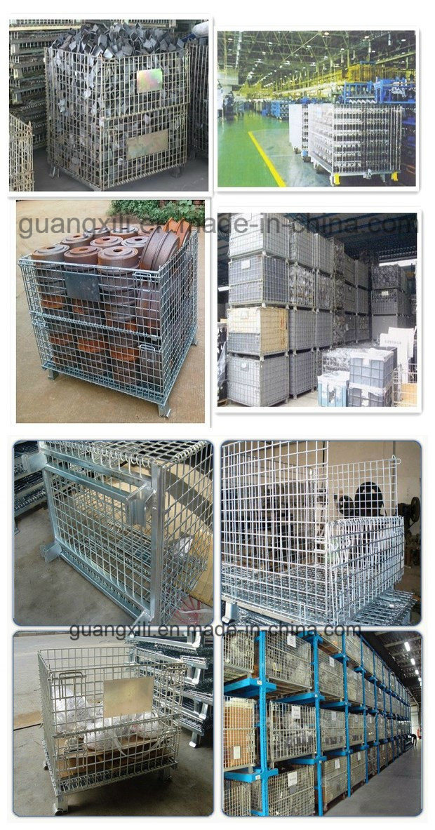 Folding Wire Mesh Storage Container for Warehouse Storage Using