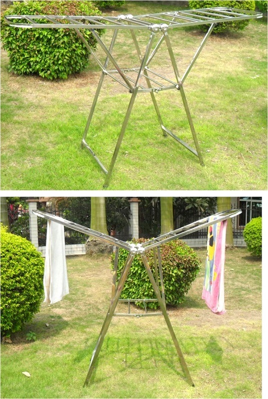 High Class Portable Folding Stainless Steel Clothing Garment Cloth Coat Clothes Drying Rack
