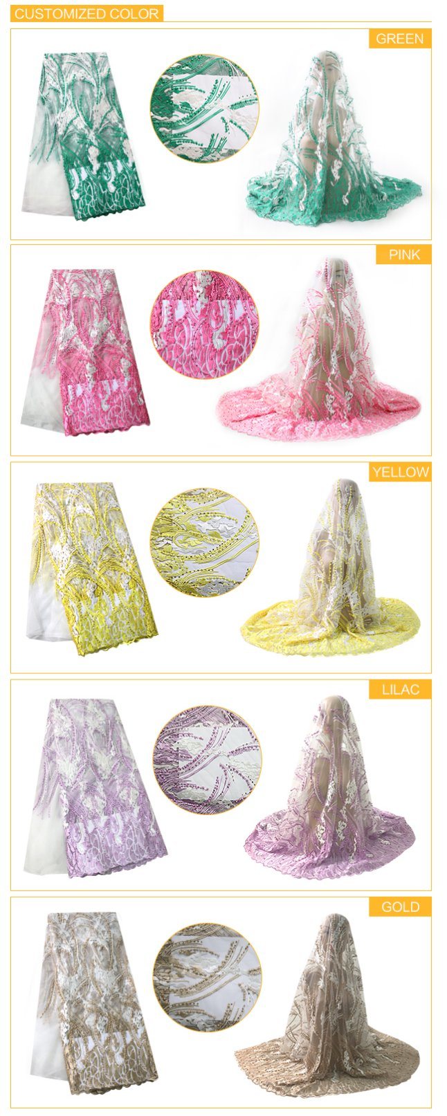 Newest Designs French Net Lace Fabric Tulle