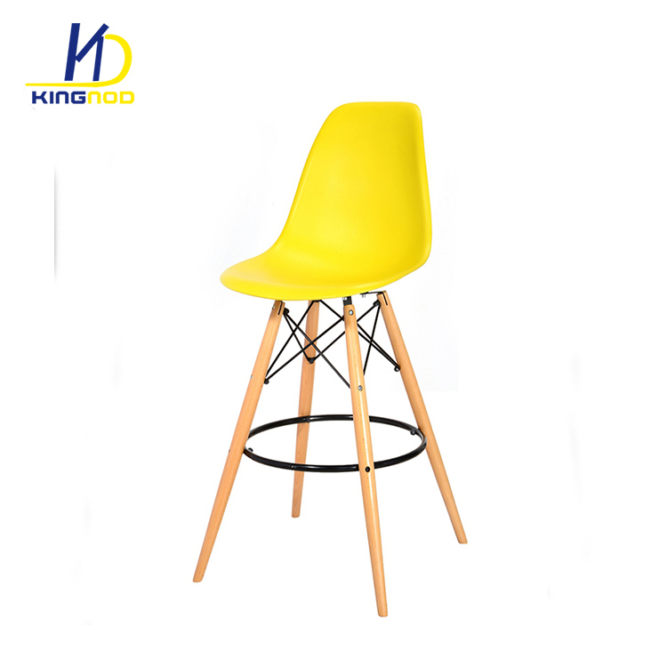 Replica Modern Top Rated Strong Wood Legs PP Plastic Eames Bar Stool/ Chair
