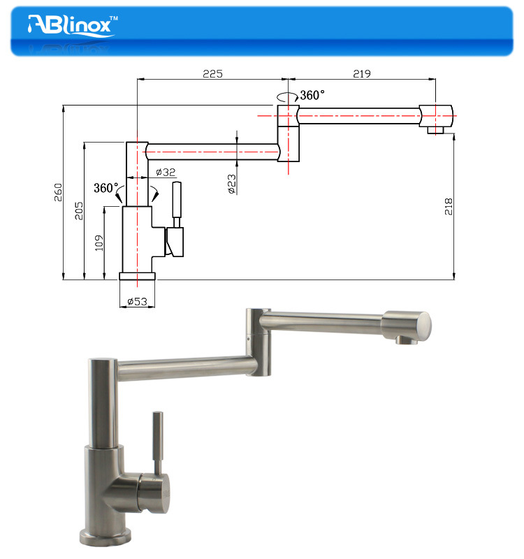 360 Degree Modern Lead Free Stainless Steel Kitchen Sink Faucet